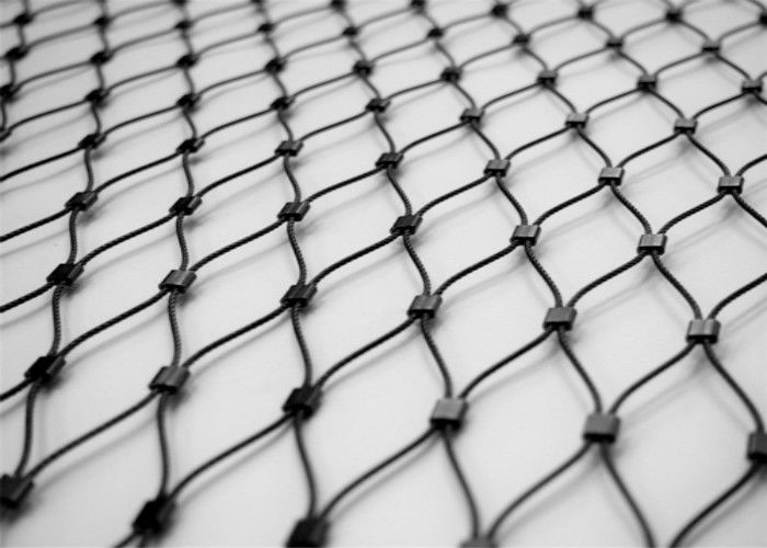 Architectural Metal Wire Rope Mesh , Crimped Stainless Steel Cable Netting