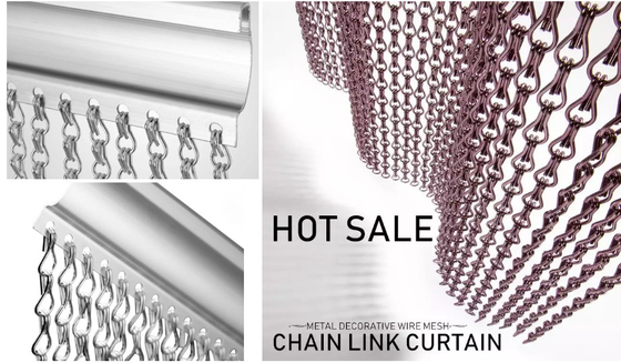 1.9 Mm Wire Room Divider Chain Link Curtain พร้อมโลโก้และลวดลาย