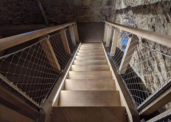 สายเหล็กไร้สแตนเลส 304 50x50mm หลุม Balustrade Netting