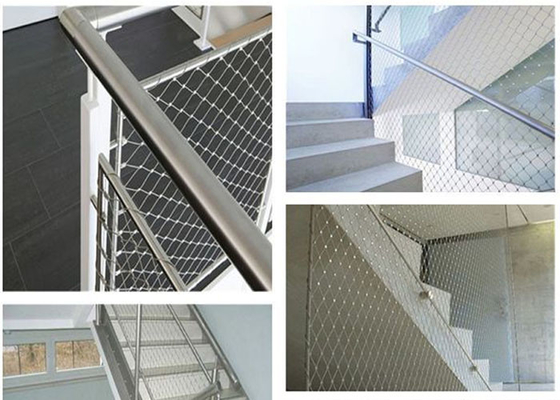 การป้องกันการตก 316 Inox Cable Staircase Netting SS Rope Mesh ที่มีความยืดหยุ่น